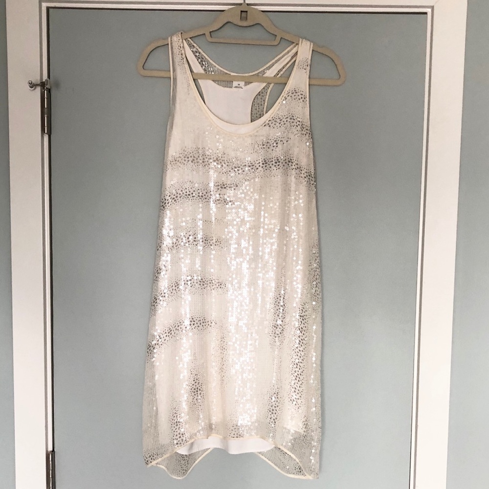 Club Monaco White Sequin Snakeskin Dress  Sz 12